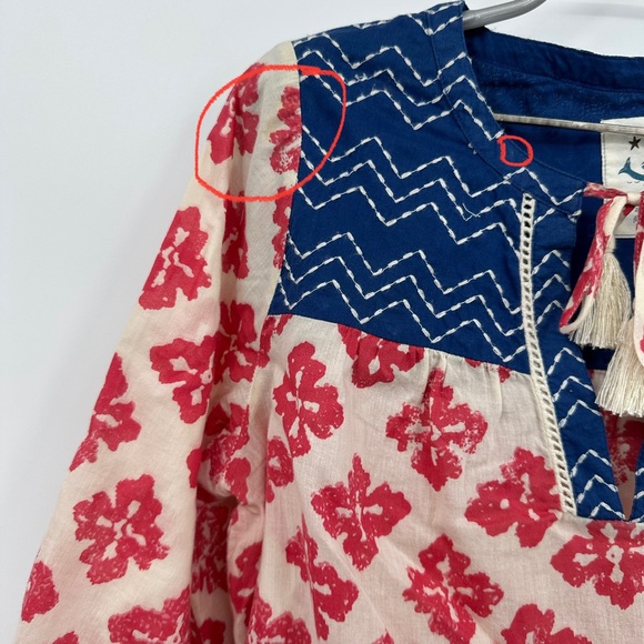 Anthropologie Mermaid Cotton Blockprint Tunic Top size XS Cover-up Made in India - Picture 9 of 16